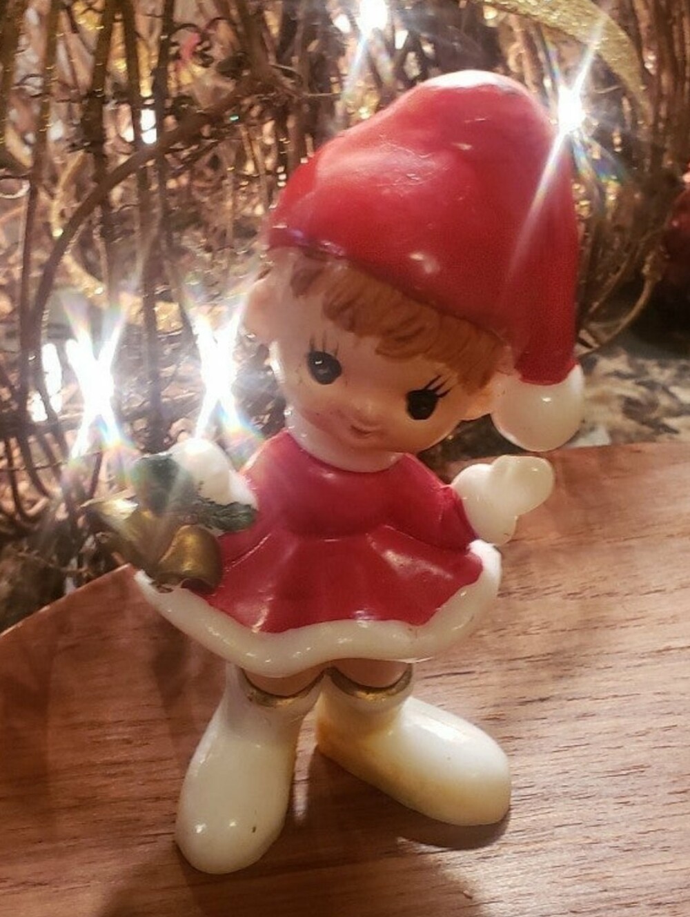 Vintage Mid-Century Wax Christmas Pixie Figurine - Picture 2 of 9